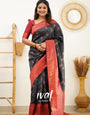 BLACK PURE SOFT SILK SAREE WITH OUTSTANDING BLOUSE PIECE