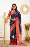 BLUE PURE SOFT SILK SAREE WITH OUTSTANDING BLOUSE PIECE