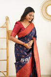 BLUE PURE SOFT SILK SAREE WITH OUTSTANDING BLOUSE PIECE